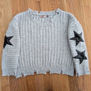 VINTAGE HAVANA Girl's Distressed Star Sweater - Size M (8-10)